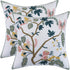 Embroidered Decorative Throw Pillow Covers, 18x18 Inch Pack of 2, Farmhouse Spring Tree Flower Pillowcase
