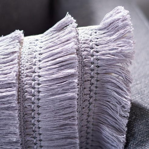 12 20-inch SAFAVIEH Home Collection Grema Boho Fringe Light Grey/Periwinkle x Rectangle Decorative Accent Throw Pillow
