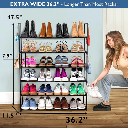 6 Closet, 30 Sundaze Shoe Rack - Tier Metal Shoe Rack for Front Door Entrance, Sturdy Tall Shoe Organizer for Bedroom
