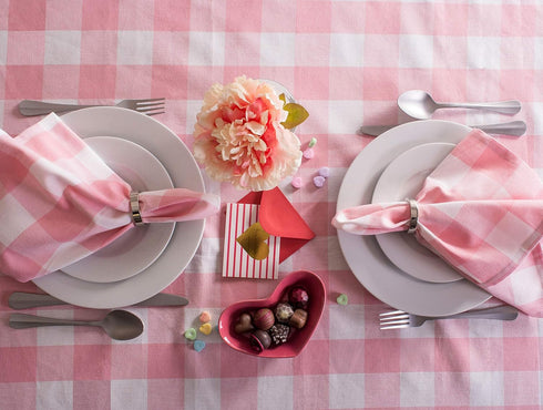 DII Buffalo Check Collection Classic Farmhouse Cloth Napkin Set, Pink & White, 20x20, 6 Piece