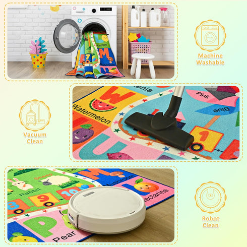 5x7 Maxsoft Kids Area Rugs for Playroom, Educational TPR Non Slip Play Mat for Classroom Bedroom, Washable Learning