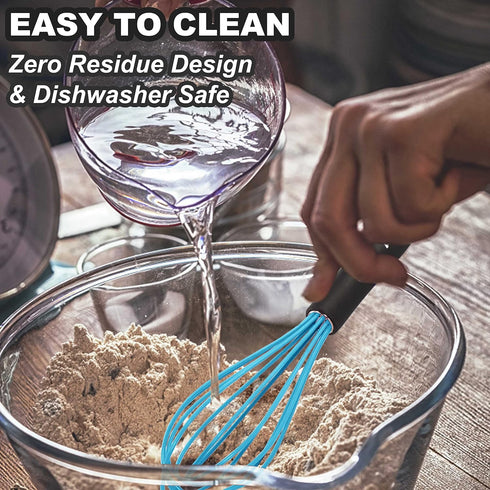 Anaeat Silicone Balloon Whisk, Heat Resistant Kitchen Whisks for Whisking, Cooking, Baking, Beating, Blue