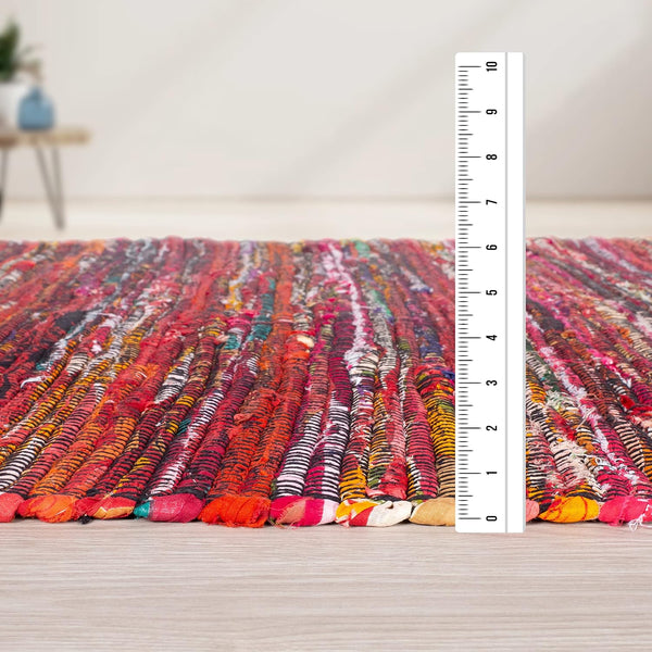 Cotton Multi Chindi Hand Woven Rugs 24x36 inch, Multi Color, Indoor/Outdoor, 2'x3', Machine Washable for Living Room