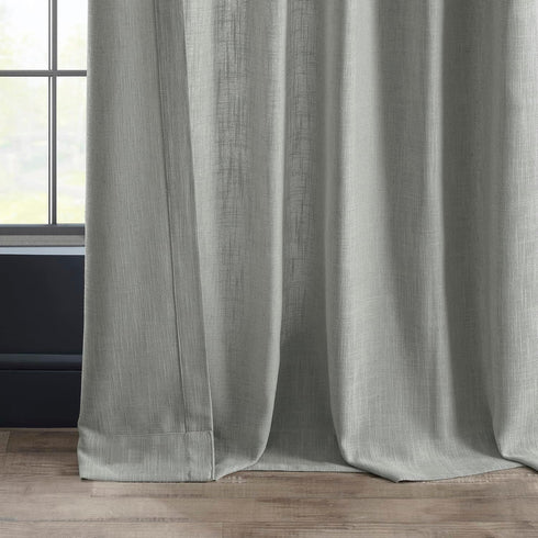 HPD Half Price Drapes Premium Heavy Faux Linen Curtains, 1 Panel, 50W x 108L Light Filtering Ash Grey Window Curtains