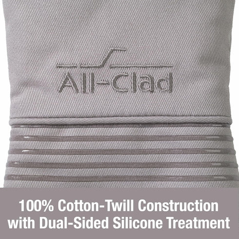 All-Clad Premium Silicone Oven Mitt, 14"x7", Heat Resistant to 500 Degrees, 100% Cotton & Silicone, Titanium Gray