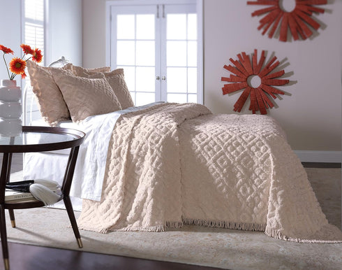 Stylemaster Diamond Tufted Chenille Sham, Standard, Ivory