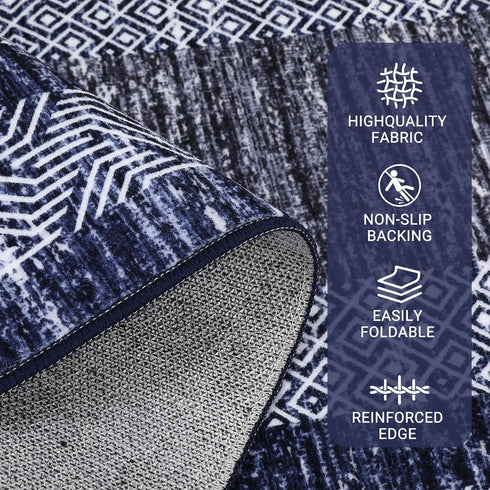 2x6 GarveeHome Modern Bordered Runner Rug Soft Non Slip Runner Washable Non Shedding Floor Carpet, Distressed Geometric