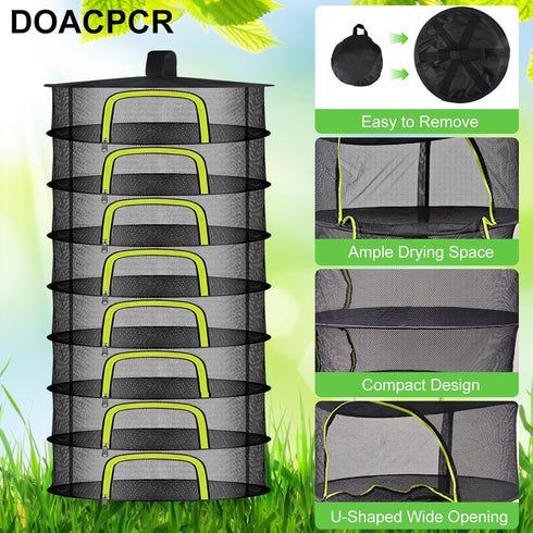 8 Food(8 Layers-23.62'') Layer Herb Drying Rack, Herb Drying Rack Hanging Mesh, Foldable Grass Drying Rack