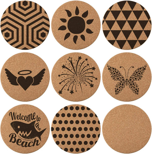 Boao 6 Pcs 6 Inch Round Absorbent Cork Coasters, Wooden Cork Plant Coasters for Home, Drinks Coffee Table Dining