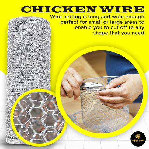 12 150 1 20GA (12 150 1) Chicken Wire in x FT x Mesh x | Poultry Wire Netting | Hot Dipped Galvanized | Chicken Coop