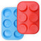 homEdge 6-Cup Silicone Muffin Pan, Pack of 2 Non-Stick Muffin Cupcake Molds, Blue and Red