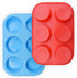 homEdge 6-Cup Silicone Muffin Pan, Pack of 2 Non-Stick Muffin Cupcake Molds, Blue and Red