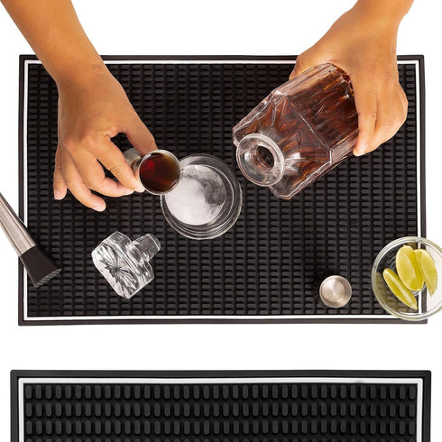 Premium Rubber Bar Mat 18" X 12" - 1cm Thick Anti-Skid Non-Toxic Rubber Spill Mat for Countertop, Home Bar, Restaurants