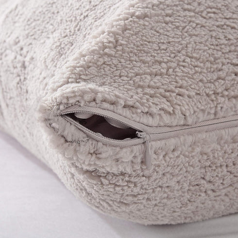 Reafort Ultra Soft Sherpa Body Pillow Cover with Zipper Closure, 21"x54", Taupe