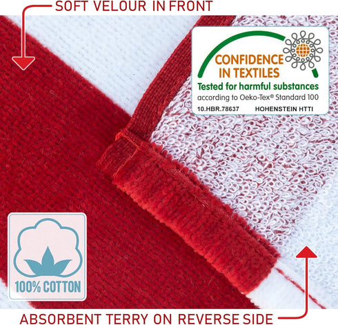 American Flag Beach Towel 30 x 60 inch (76 x 152 cm) - USA Patriot 100% Cotton Velour Terry