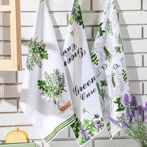 6 Pcs Herbs Kitchen Towels Medical Herbs Dish Towels Farmhouse Fresh Hand Towels Mom Gifts for Herbs Lovers Bathroom Decor Kitchen Gifts Summer by FuWeave