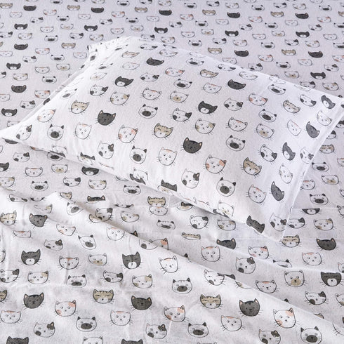 Cozy 100% Set 4 Intelligent Design Soft Cotton Flannel Print Animals Stars Cute Warm, Ultra Soft Cold Weather Sheet
