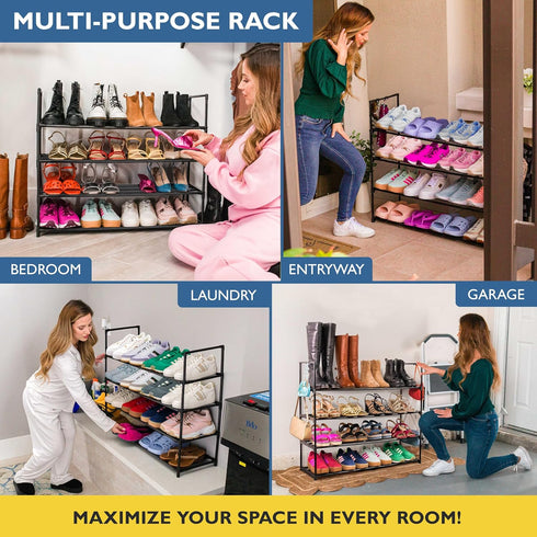 4 Closet, 20 Sundaze Shoe Rack - Tier Metal Shoe Rack for Front Door Entrance, Sturdy Long Shoe Organizer for Bedroom