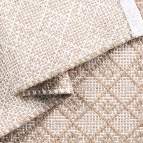 THE BEER VALLEY Diamond Woven Rug 2'x3' - Beige, Anti-Slip Cotton Accent Rugs for Kitchen, Entryway, Bathroom
