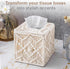 Tissue Box Cover Square Woven Macrame, Boho Decor Tissues Holder with Bead Buckle for Home, Bathroom, Office