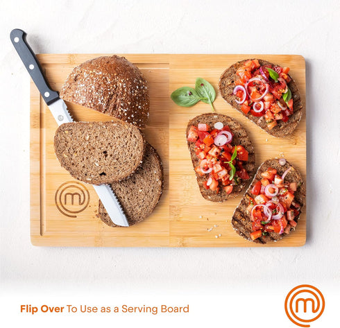 MasterChef Bamboo Cutting Board for Meat, Large Butcher Block Countertop, 18" x 12" Organic Surface