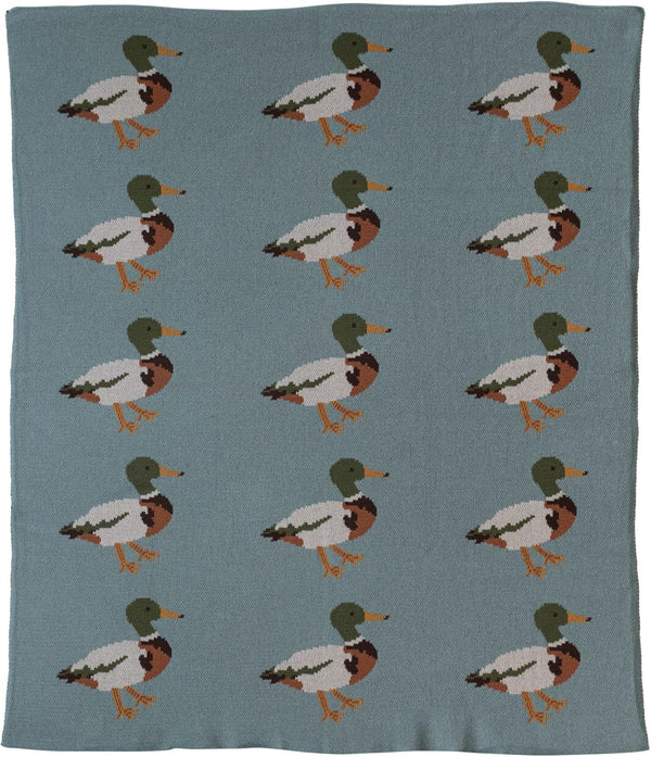 Creative Co-Op Soft Cotton Knit Baby Blanket with Decorative Duck Print, Multicolor