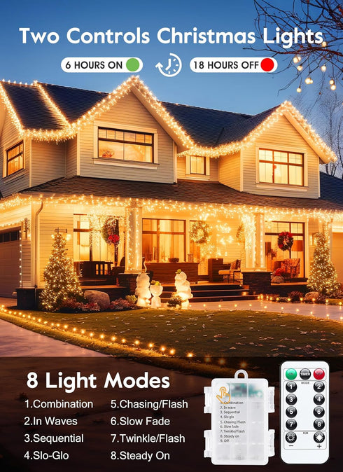 2 Pack 5Ft 60 Fairy Lights Battery Operated, LEDs Firecracker Twinkle Lights with Remote, Copper Wire String Lights