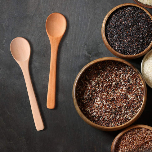 30 5.12'' Boao Pieces Small Wooden Spoons, L Mini Wood Spoons for Soup, Little Tiny Honey Teaspoons Bulk for Stirring