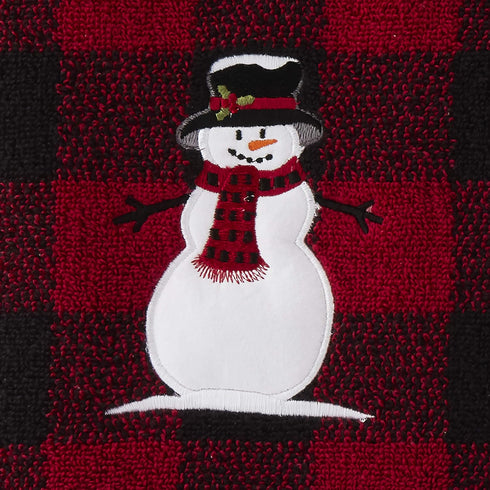 SKL Home Christmas/Gift Woodland Winter Snowman Bath Towel, Red