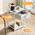 2 Furologee White Nightstand with Fabric Drawer, Small Side Table for Small Spaces, Tiers Storage Shelves End Table