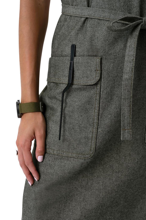 Unisex Utility Bib Apron - Adjustable with Pockets for Kitchen Use