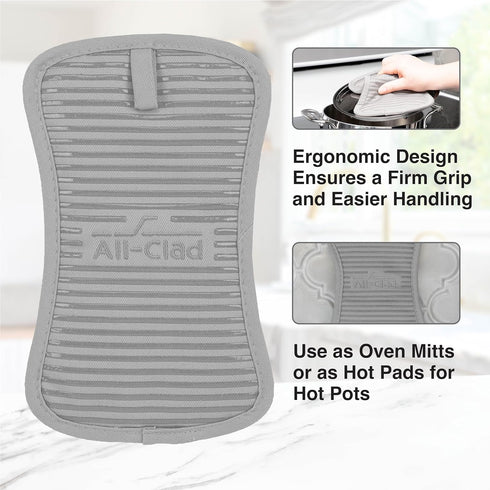All-Clad Premium Pot Holder & Hot Pad, 100% Cotton, Heat Resistant to 500 Degrees, Titanium, 1-Pack