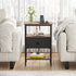 VECELO Nightstand with Charging Station,Bedside Table with Storage Shelf&Fabric Drawer,End Tables for Bedroom,Living