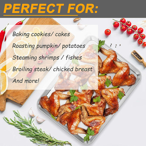 Joyfair 17.5 Inch Baking Sheet, Stainless Steel Half Size Cookie Sheet Pan, Heavy Duty Bakeware, Dishwasher Safe