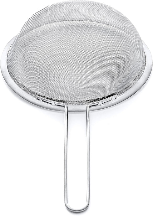 Premium 304 Stainless Steel Strainer Set, Fine Mesh, 8 , 5.5 , and 3.3 Sturdy Kitchen Strainers (Silver)