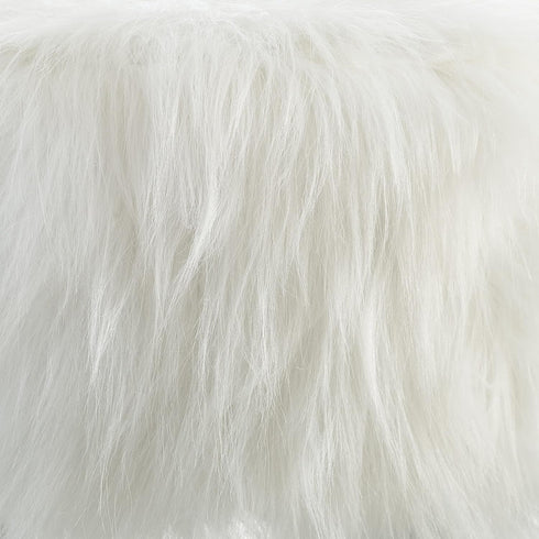 Linon Flokati Foot Stool, 16-Inch, White, 16"W x 16"D x 12.6"H