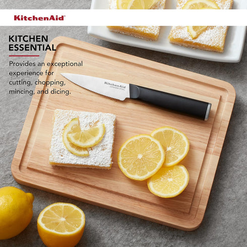 KitchenAid Classic Rubberwood Cutting Board with Perimeter Trench, Reversible Chopping Board, 8-inch x 10-Inch, Natural by KitchenAid
