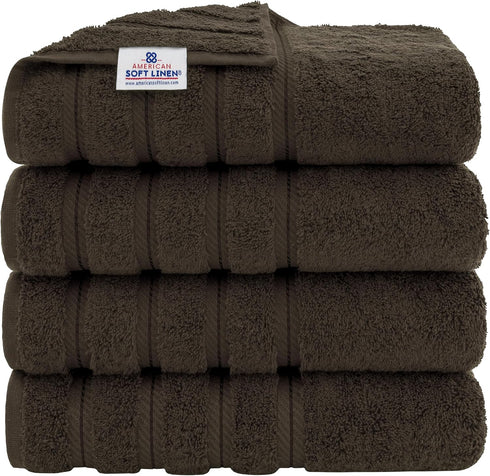 American Soft Linen Luxury 4 Piece Bath Towels, 600 GSM 100% Cotton