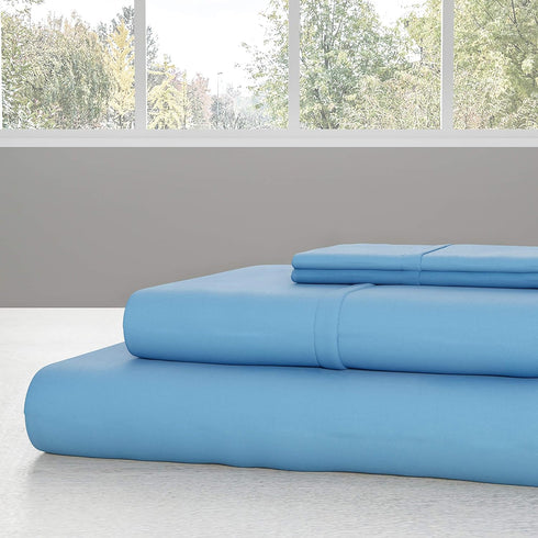 Bedford Home Series 1200 3 Piece Twin Sheet Set, Blue