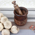 3.5 GoCraft Wooden Carved Mortar and Pestle | Grinder for Herbs, Spices and Kitchen Usage, Natural Mango Wood Engraved