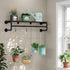 Industrial Pipe Clothes Rack with Top Shelf and 3 Hooks, 41''L Wall Mounted Heavy Duty Iron Garment Rack