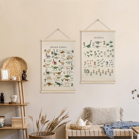Set 2, 16x24 Inch HRQKO Dinosaur Alphabet Poster Hanger Frame of Dinosaur Wall Decor, Nursery Wall Decor, ABC Poster