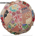 GANESHAM Vintage Indian Handmade Bohemian Patchwork Cotton Foot Stool, Round Floor Pillows & Cushion Cover (White, 32