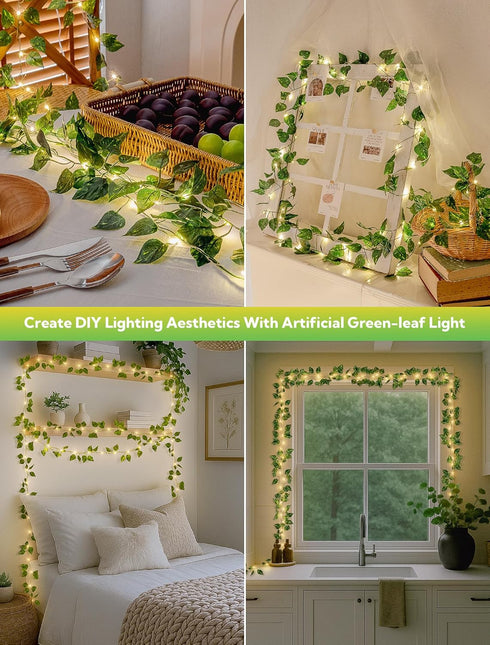 Lights,23ft 73LED woohaha Vine with Fairy Ivy String Light with Battery Operated,Leaf Light for Bedroom, Room, Wall
