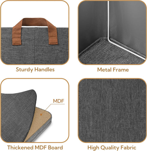 GRANNY SAYS Closet Storage Bins, Large Dark Gray Organizer Storage Baskets, 4-Pack for Bookshelf