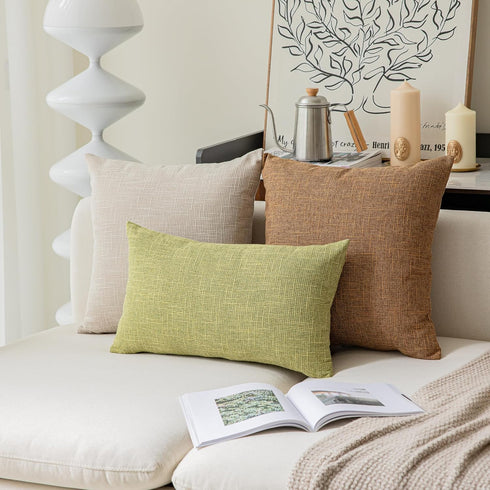 Kevin Textile Decorative Throw Cushion Covers Set of 2, Farmhouse Cushion Case Indoor Outdoor, 22 x 22 inches (Hazel