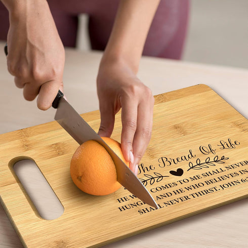 I Am the Bread of Life Christian Gifts for Women, Bamboo Cutting Board Decor, Christian Scripture Kitchen Gifts
