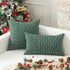 18x18, Set 2, Kevin Textile Dark Green and Beige Farmhouse Striped Patchwork Linen Decorative Throw Pillows Covers