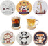 JINLIFA Coasters Set of 6, Natural Bamboo Cute Drink Cup Coasters Set for