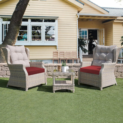 Pack 4, 18.5"*16"*3", UNIKOME Outdoor Chair Cushions of Water Resistant Patio Cushions with Ties, High Density Sponge